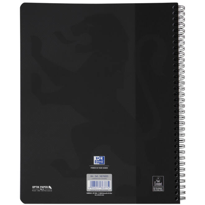 Spiraalblok Oxford Touch A4 ruit 5x5mm 140 pagina's 80gr zwart
