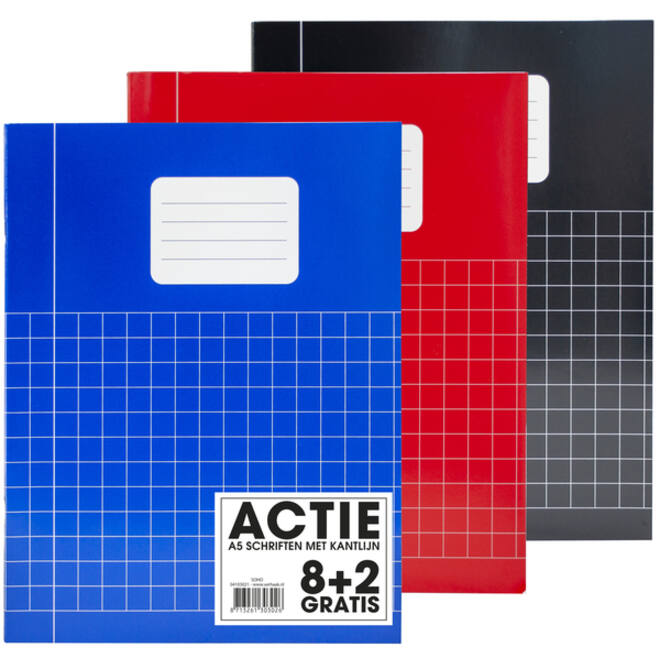 Schrift Verhaak Basic A5 ruit 10x10mm 80 pagina's 60gr assorti