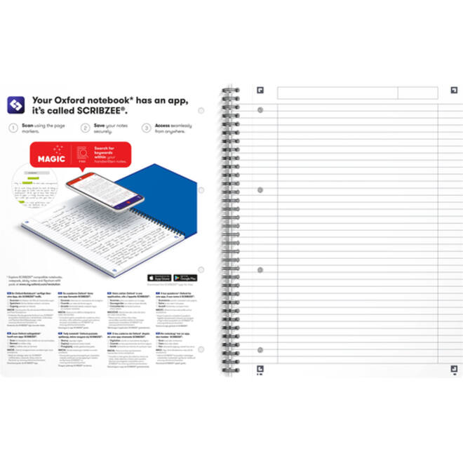 Collegeblok Oxford Office Essentials A4+ lijn 4-gaats 180 pagina's 80gr assorti