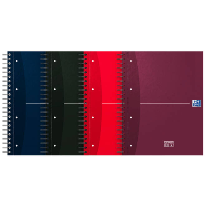 Collegeblok Oxford Office Essentials European book A4+ 4-gaats 120 vel assorti