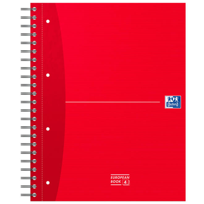 Collegeblok Oxford Office Essentials European book A4+ 4-gaats 120 vel assorti