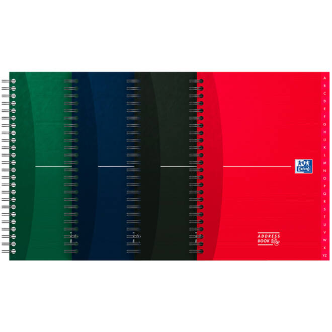 Adresboek Oxford Office Essentials A5 72vel dubbelspiraal assorti