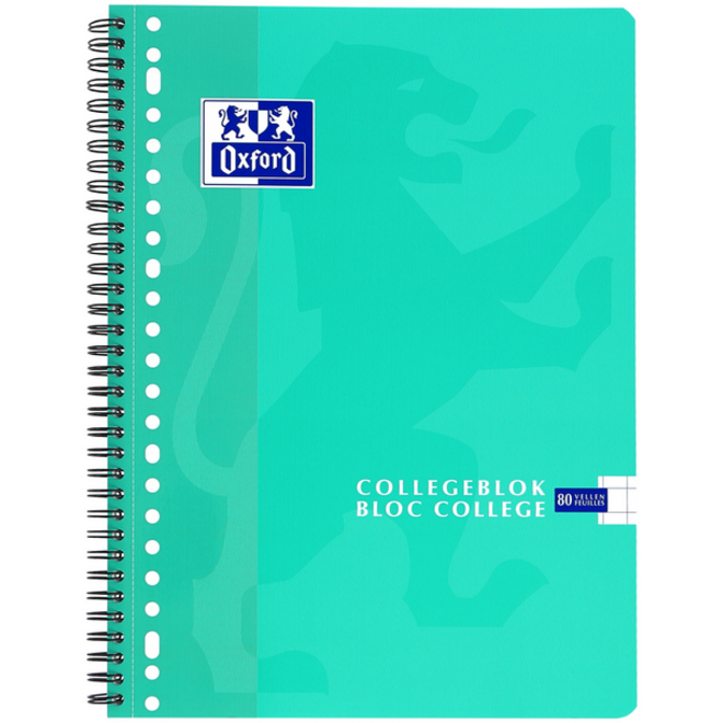 Collegeblok Oxford School A4 ruit 10x10mm 23-gaats 160 pagina's 80gr assorti
