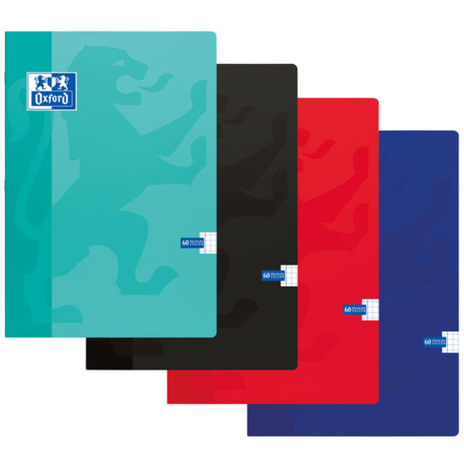 Schrift Oxford School A4 ruit 5x5mm 120 pagina's 80gr assorti