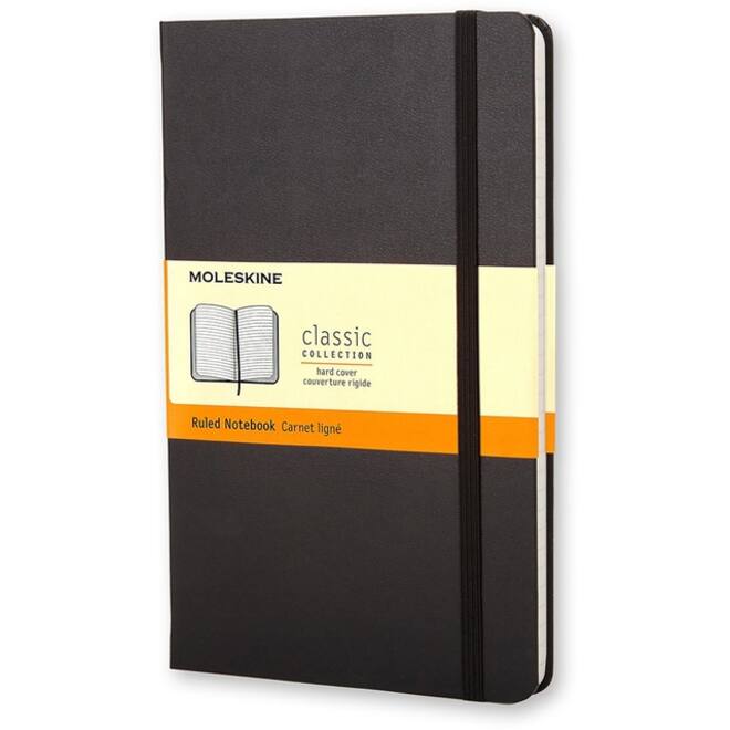 Notitieboek Moleskine pocket 90x140mm lijn hard cover zwart