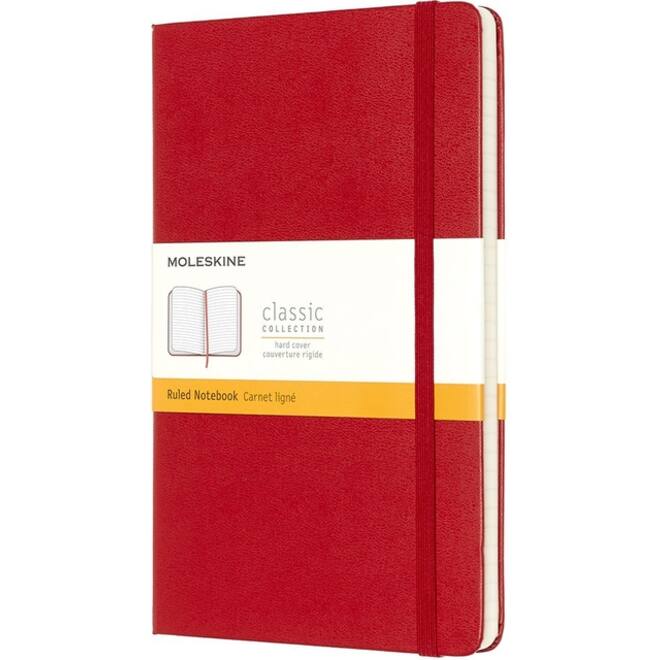 Notitieboek Moleskine large 130x210mm lijn hard cover rood