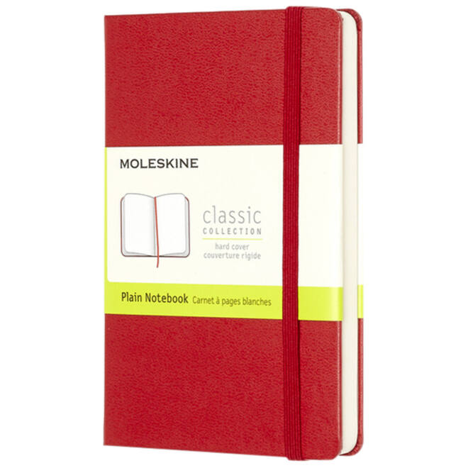 Notitieboek Moleskine pocket 90x140mm blanco hard cover rood