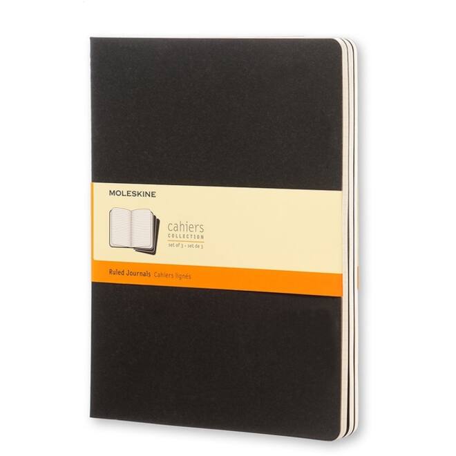 Schrift Moleskine 190x250mm lijn 240 pagina's 70gr zwart set à 3 stuks