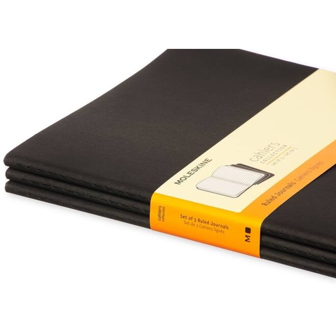 Schrift Moleskine 190x250mm lijn 240 pagina's 70gr zwart set à 3 stuks