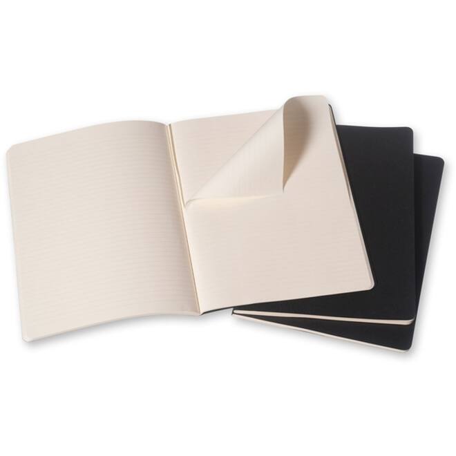 Schrift Moleskine 190x250mm lijn 240 pagina's 70gr zwart set à 3 stuks