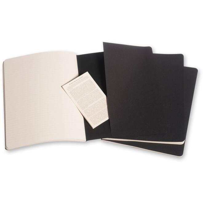 Schrift Moleskine 190x250mm lijn 240 pagina's 70gr zwart set à 3 stuks
