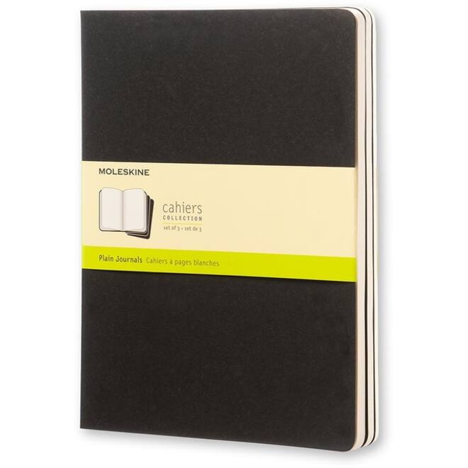 Schrift Moleskine 190x250mm blanco 240 pagina's 70gr zwart set à 3 stuks
