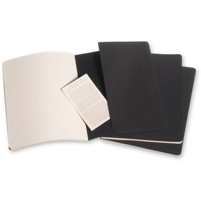 Schrift Moleskine 190x250mm blanco 240 pagina's 70gr zwart set à 3 stuks