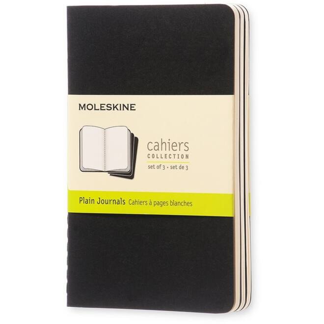 Schrift Moleskine 90x140mm blanco 240 pagina's 70gr zwart set à 3 stuks
