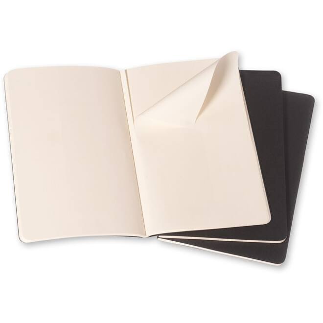 Schrift Moleskine 90x140mm blanco 240 pagina's 70gr zwart set à 3 stuks