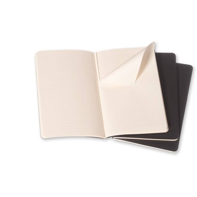 Schrift Moleskine 130x210mm lijn 160 pagina's 70gr zwart set à 3 stuks