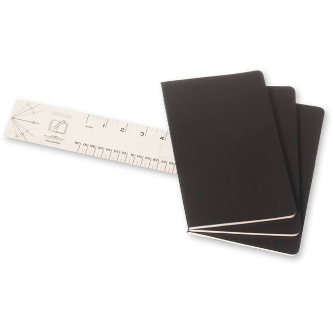 Schrift Moleskine 130x210mm lijn 160 pagina's 70gr zwart set à 3 stuks