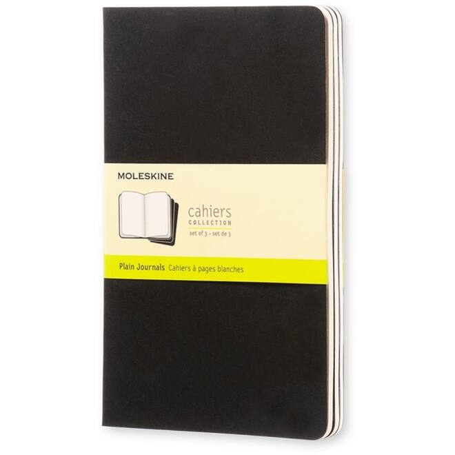 Schrift Moleskine 130x210mm blanco 160 pagina's 70gr zwart set à 3 stuks