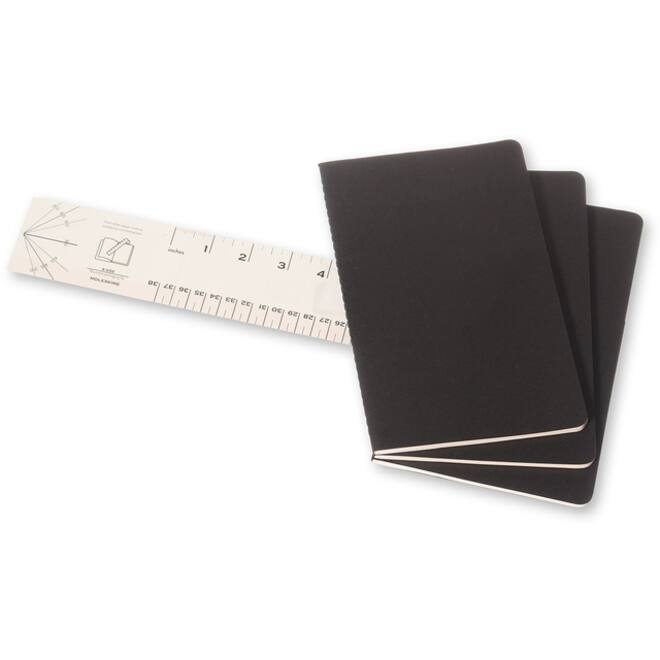 Schrift Moleskine 130x210mm blanco 160 pagina's 70gr zwart set à 3 stuks