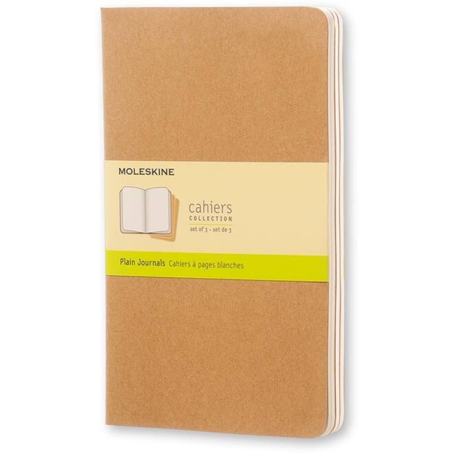 Schrift Moleskine 130x210mm blanco 160 pagina's 70gr kraft set à 3 stuks