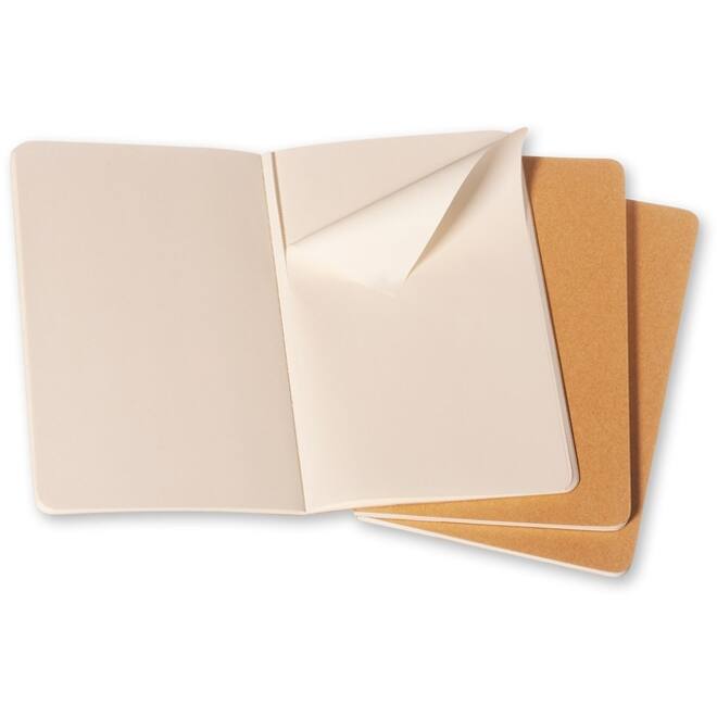 Schrift Moleskine 130x210mm blanco 160 pagina's 70gr kraft set à 3 stuks