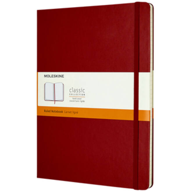 Notitieboek Moleskine XL 190x250mm lijn hard cover scarlet red