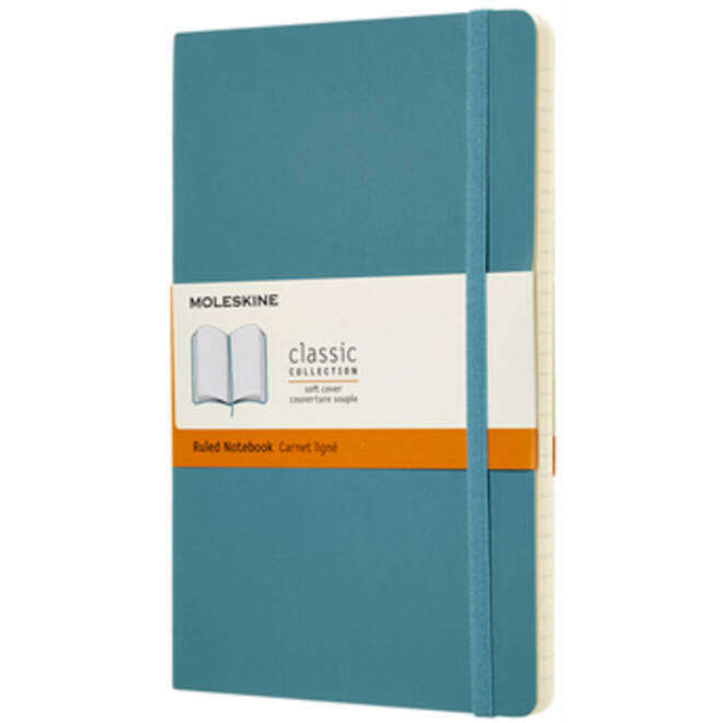 Notitieboek Moleskine large 130x210mm lijn soft cover reef blue