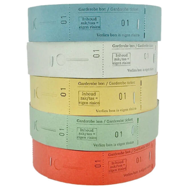 Garderobebonnen Combicraft nummering 2x 1 t/m 500 rood
