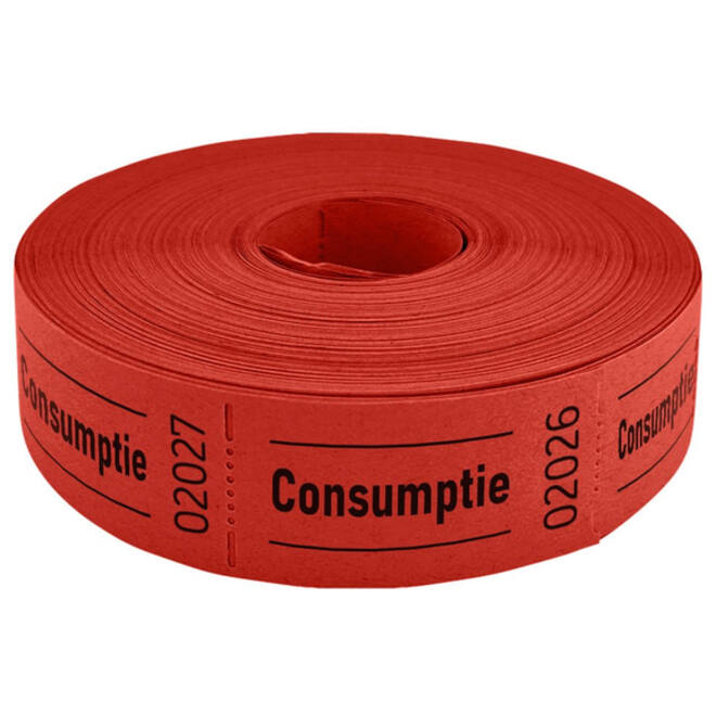 Consumptiebon Combicraft 57x30mm 2-zijdig 2x1000 stuks rood