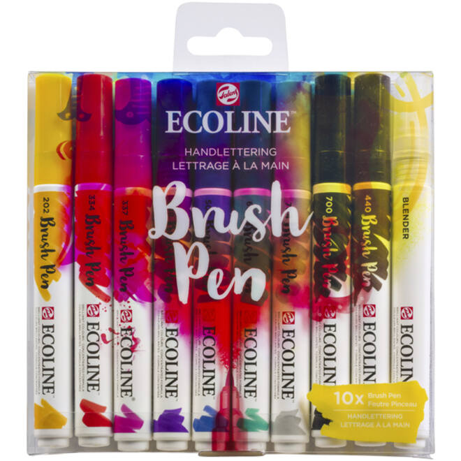 Brushpen Talens Ecoline Handlettering blister à 10 stuks assorti