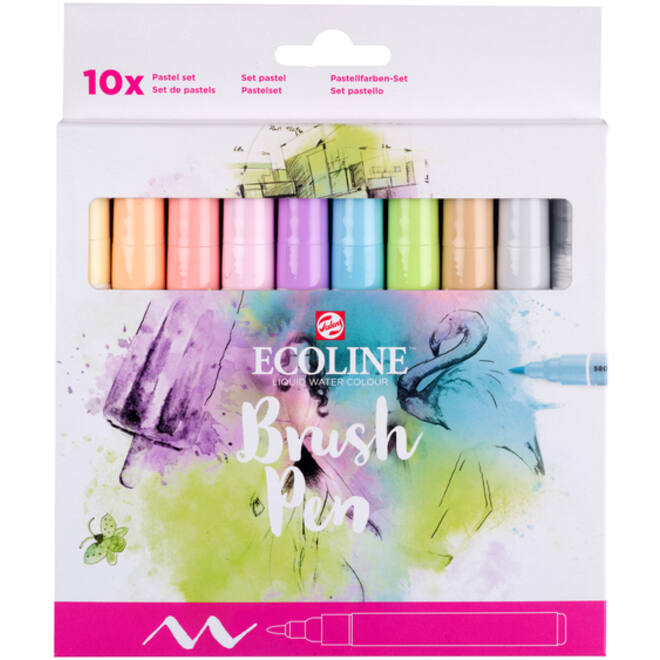 Brushpen Talens Ecoline Pastel blister à 10 stuks assorti