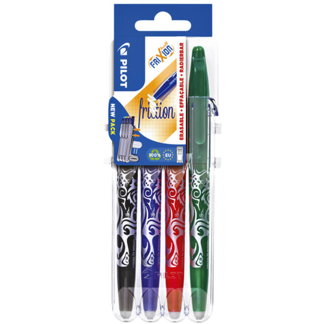 Rollerpen PILOT friXion medium basis assorti Set2Go à 4 stuks
