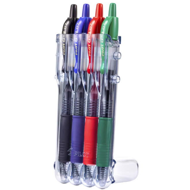 Gelschrijver Pilot clicker medium basis assorti Set2Go à 4 stuks