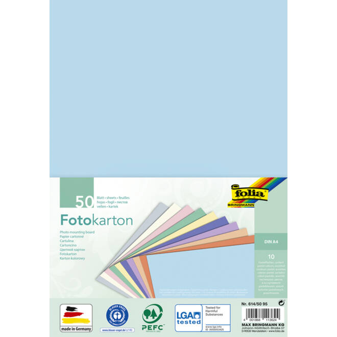 Fotokarton Folia 2-zijdig A4 pastel 50 vel 10 kleuren