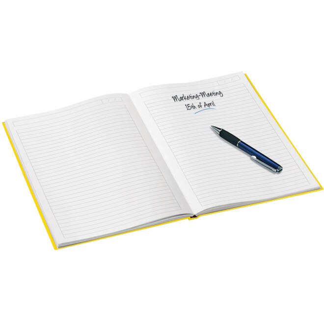 Notitieboek Leitz WOW A4 160blz 90gr lijn geel