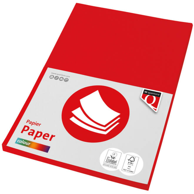 Kopieerpapier Quantore Colour A4 80gr felrood 100vel