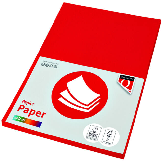Kopieerpapier Quantore Colour A4 160gr felrood 50 vel