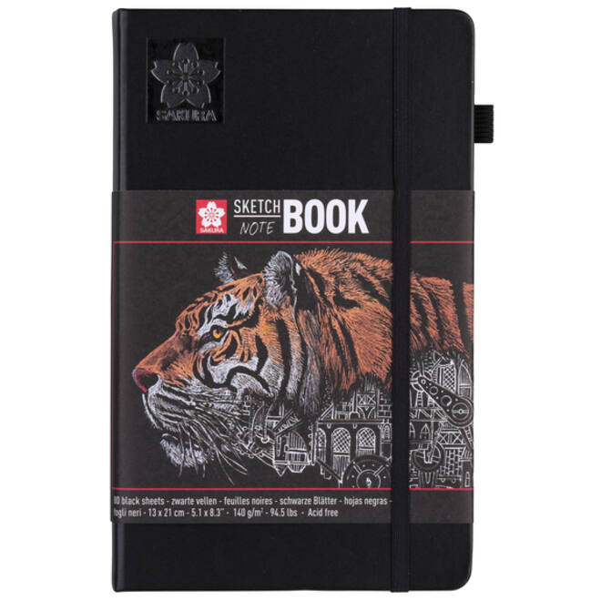 Schets-notitieboek Sakura 13x21cm 140gr 80vel zwart