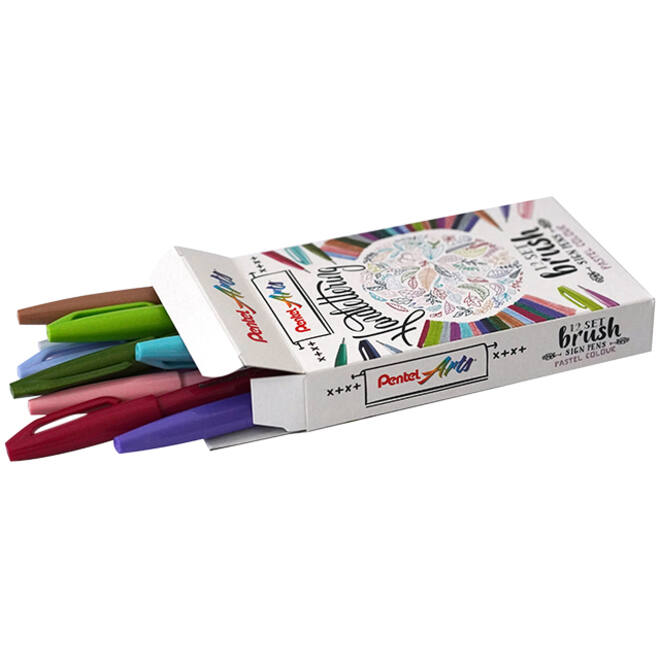 Brushpen Pentel Sign SES15C pastel assorti doos à 12 stuks