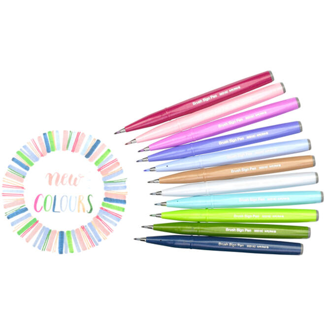 Brushpen Pentel Sign SES15C pastel assorti doos à 12 stuks