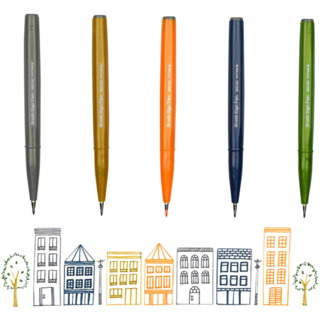 Brushpen Pentel Sign SES15C pastel assorti doos à 12 stuks