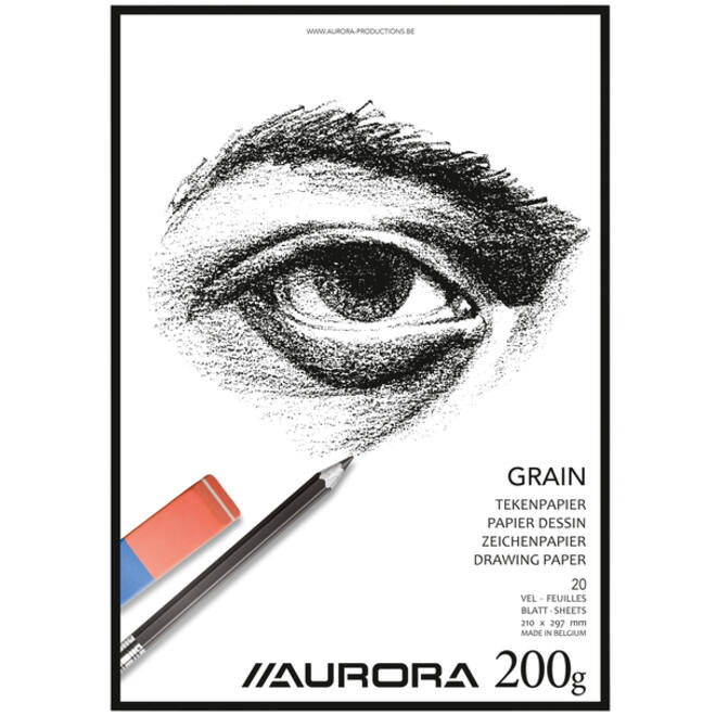Tekenblok Aurora A4 20 vel 200 gram Grain papier