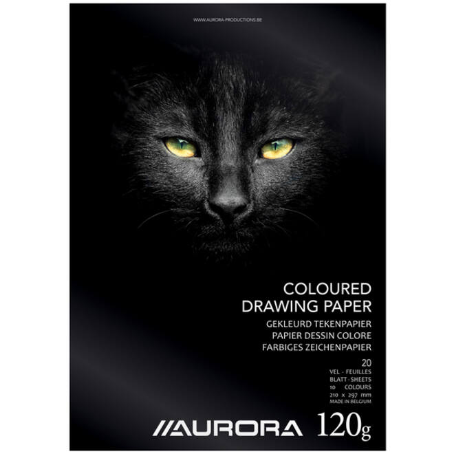 Tekenblok Aurora A4 20 vel 120 gram gekleurd tekenpapier