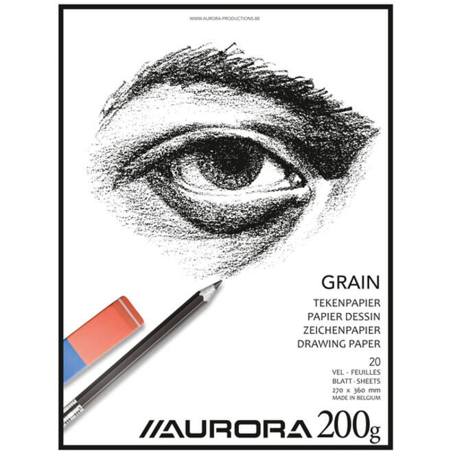 Tekenblok Aurora 27x36cm 20 vel 200 gram Grain papier