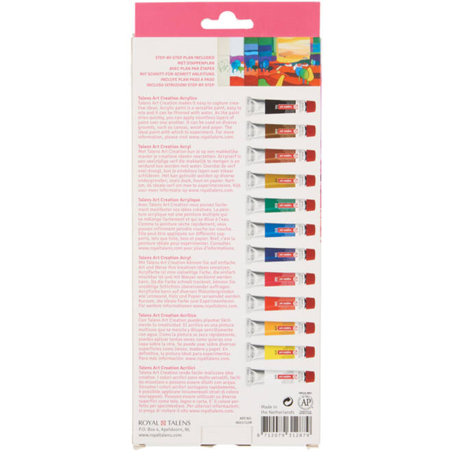 Acrylverf Talens Art Creation met stappenplan 12ml set à 12 kleuren