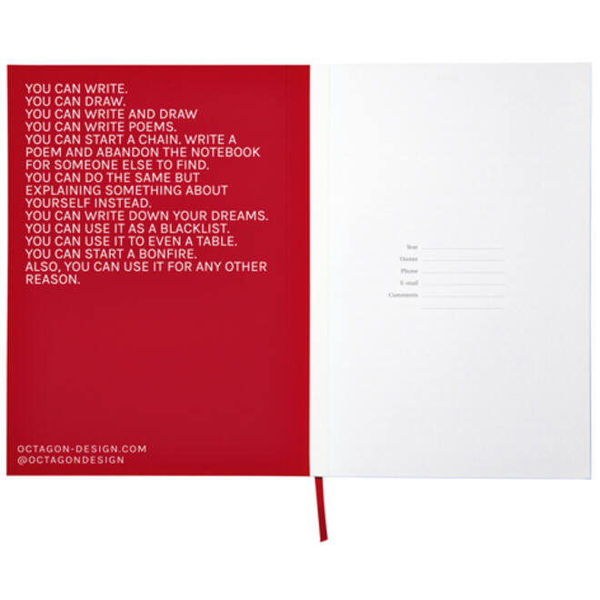 Notitieboek Octàgon DUNNO A5 135x200mm dots rood