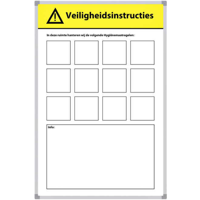 Veiligheidsbord Corona met wisselbare iconen Nederlandstalig 30x45cm