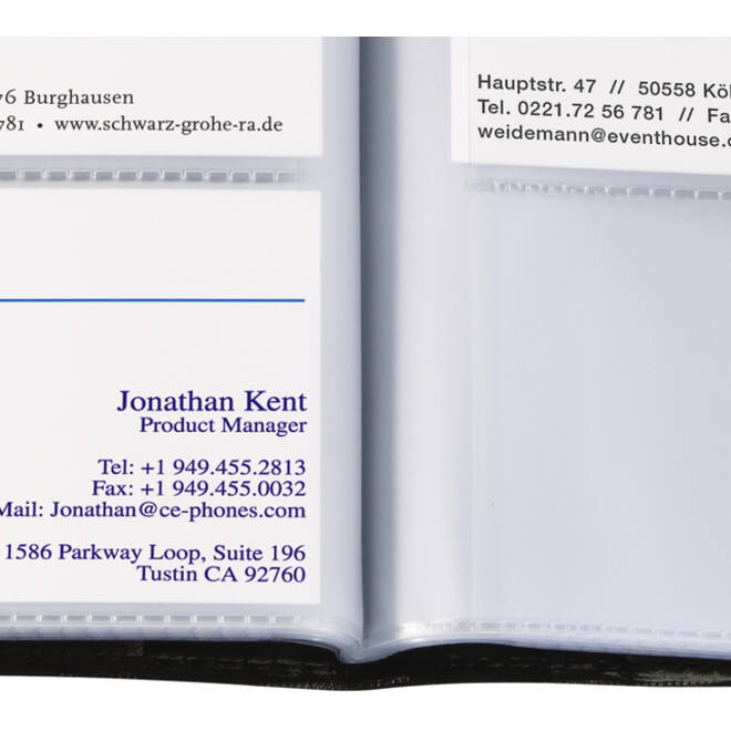 Visitekaartmap Sigel VZ172 voor 192 kaarten 90x58mm kunstleer zwart