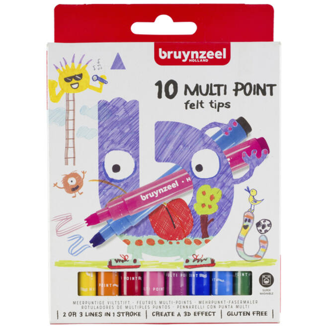 Viltstift Bruynzeel Kids meerpuntig blister à 10 stuks ass