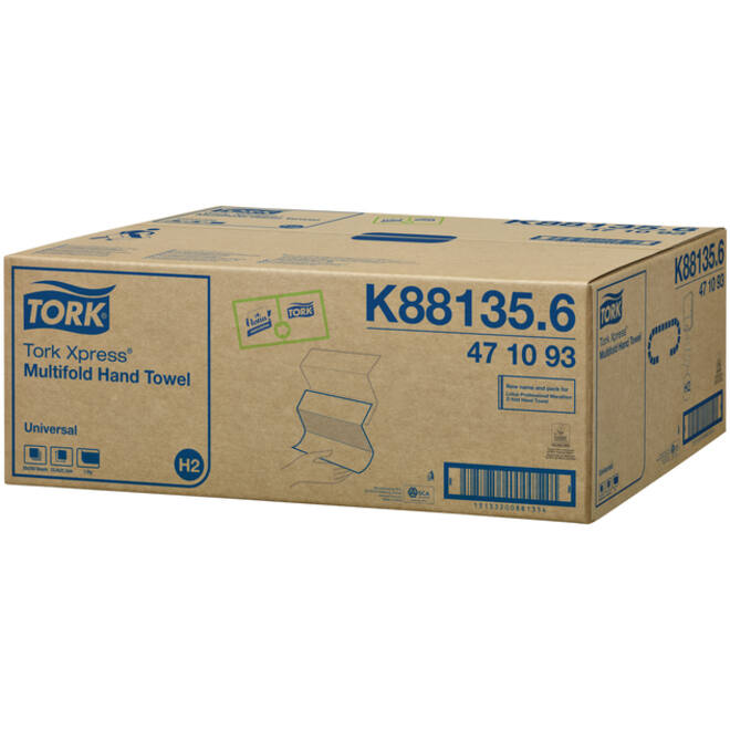 Handdoek Tork Xpress H2 multifold universal vouwhanddoeken 1 laags wit 471093